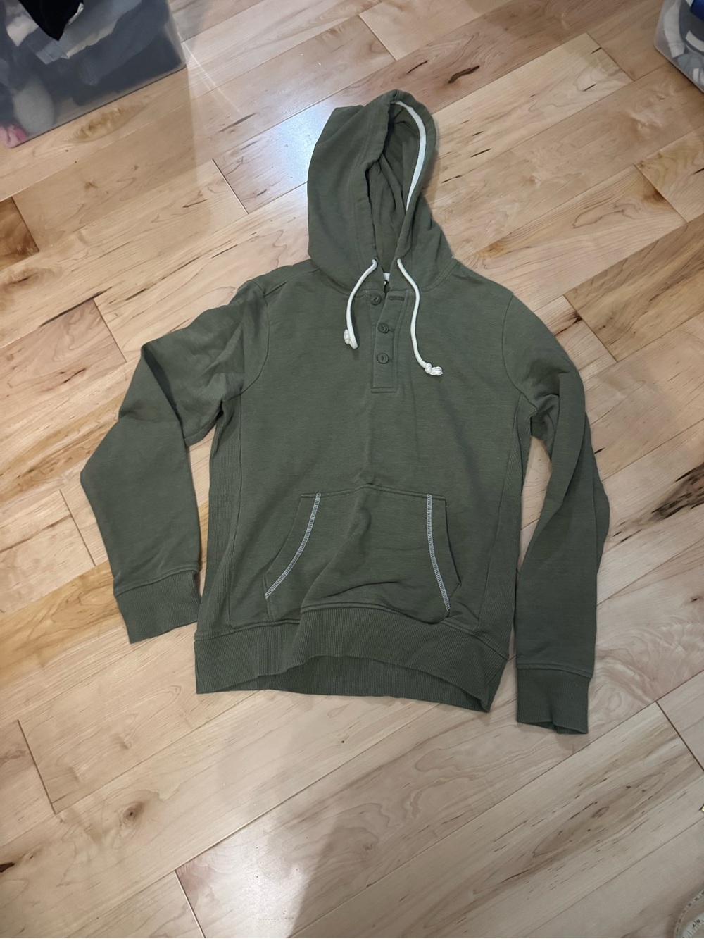 Men's Olive Green Hooded Pullover Sweatshirt
